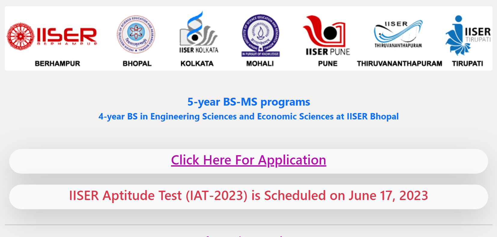 IISER Admission 2023 Open for BS MS Dual Degree Program; Apply till May 25