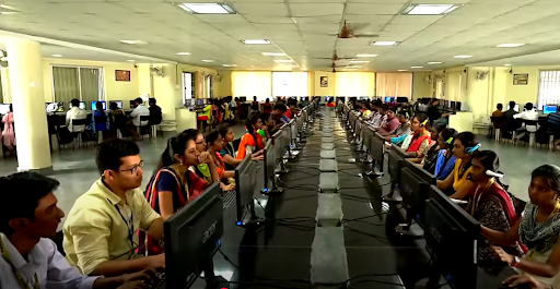 The computer center with high-speed internet connectivity and over 300 computers installed with the latest software and development tools. The lab is accessible to students from all departments and is actively used for programming, data analysis, simulations, and project work.