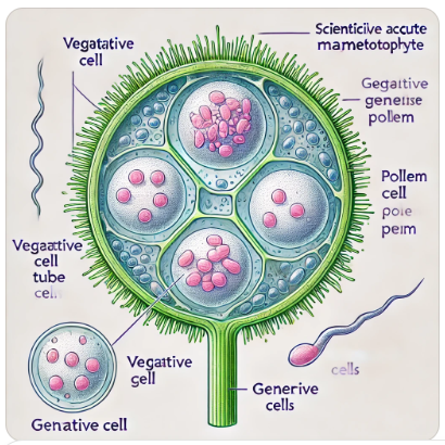 (Image of a three-celled male gametophyte)