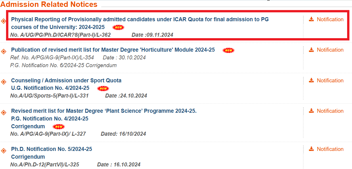 BCKV Begins Admission to PG