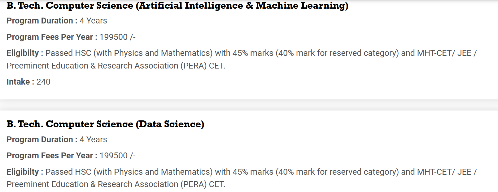 Fees As Per Official Website