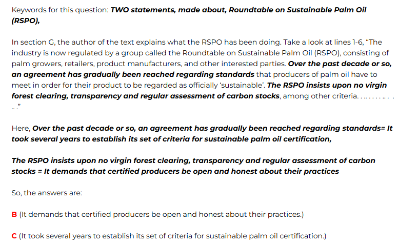 Palm Oil Reading Answers