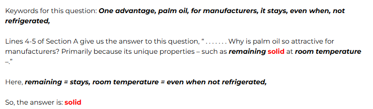 Palm Oil Reading Answers