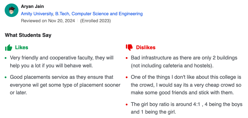 Amity Greater Noida Admission Student Review