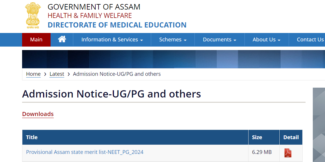 Assam NEET PG Counselling Merit List