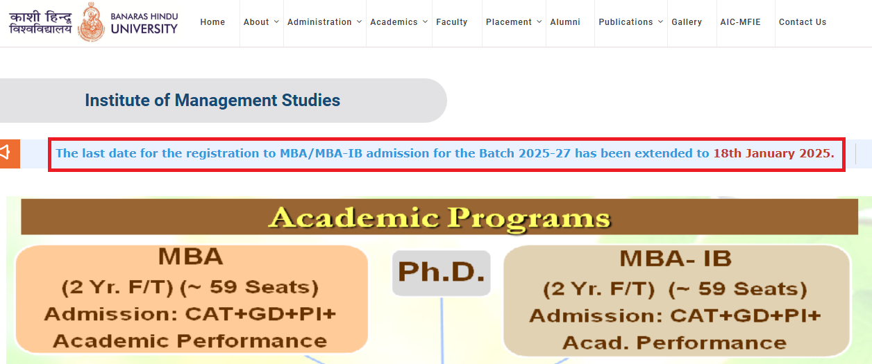 BHU MBA and MBA IB Admission 2025