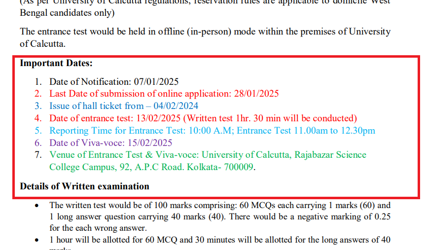 calcutta university 2025