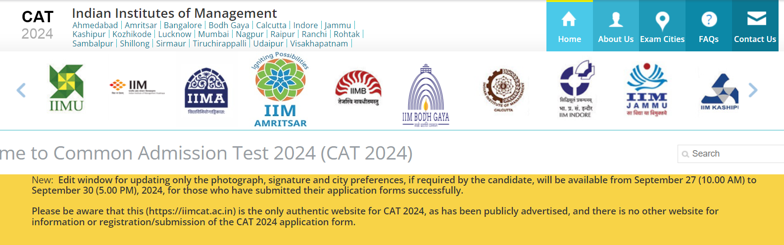 CAT Form correction notice