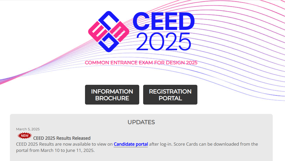 CEED Result 2025 home page