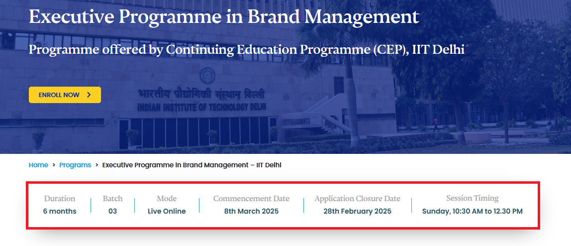 IIT Delhi Executive Programme 2025