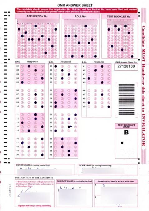 CUET Reponse Sheet 2025 sample