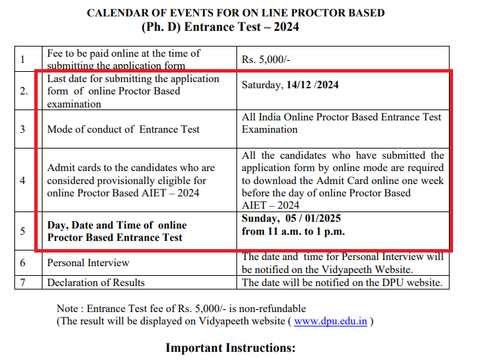 DY Patil Vidyapeeth PhD 2024