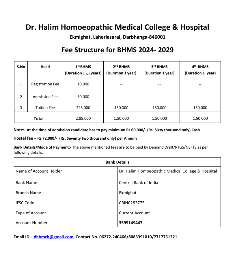 Fee structure