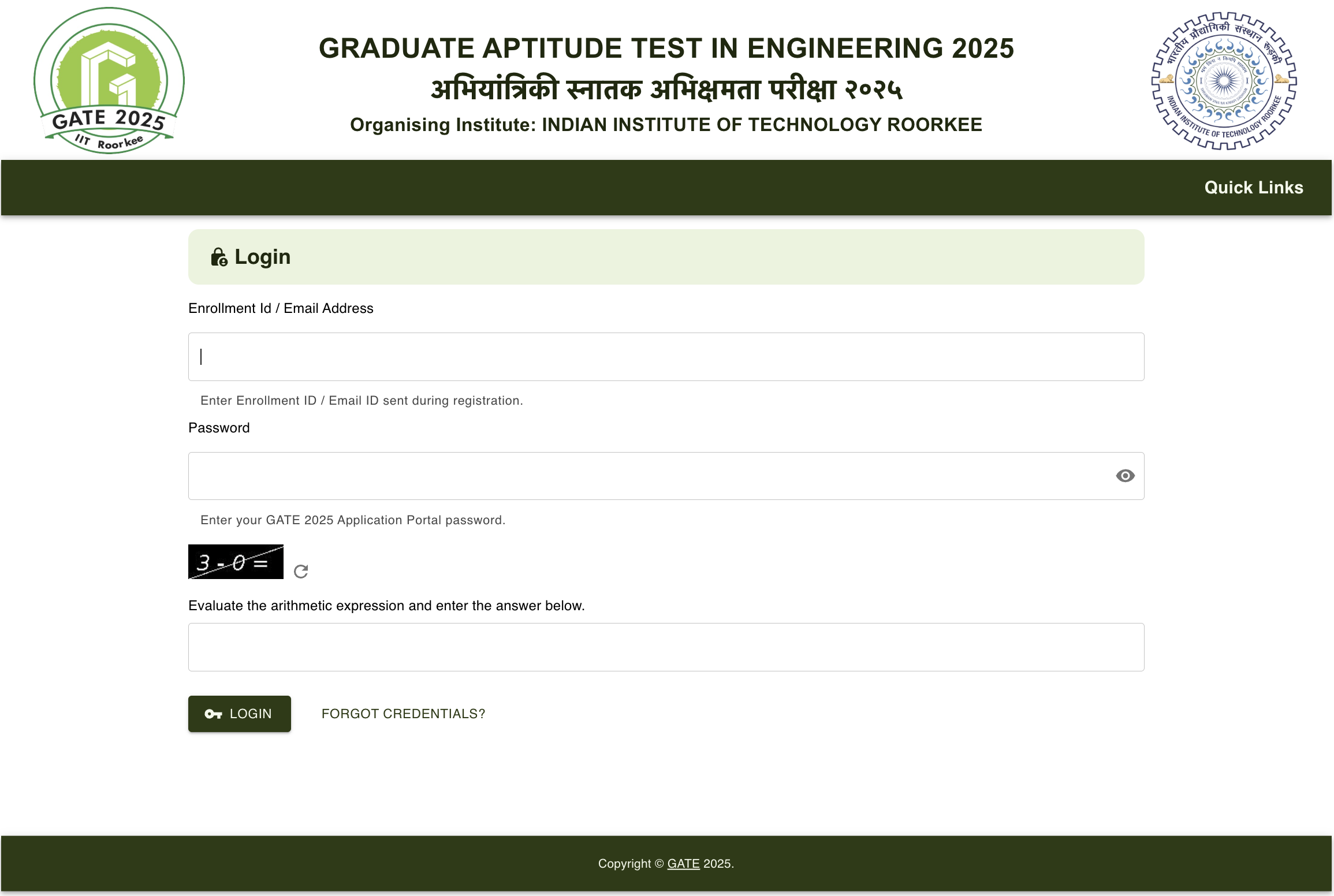 GATE 2025 Answer Key IIT Roorkee Login Portal