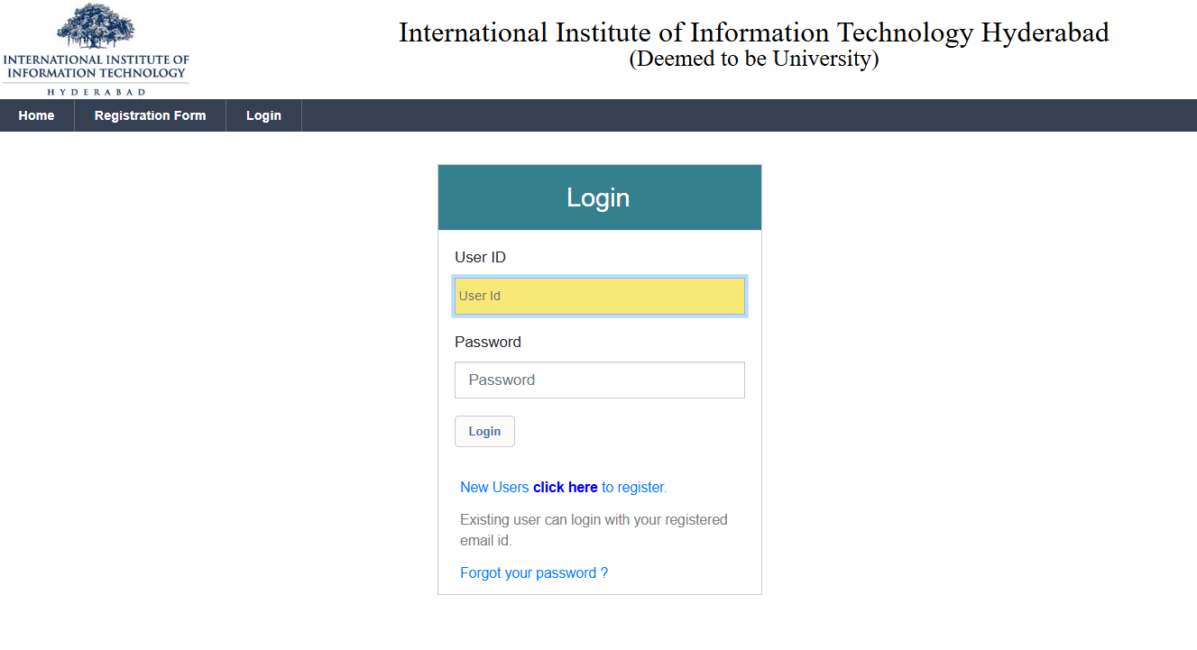 IIITH UGEE 2025 Application Login Window
