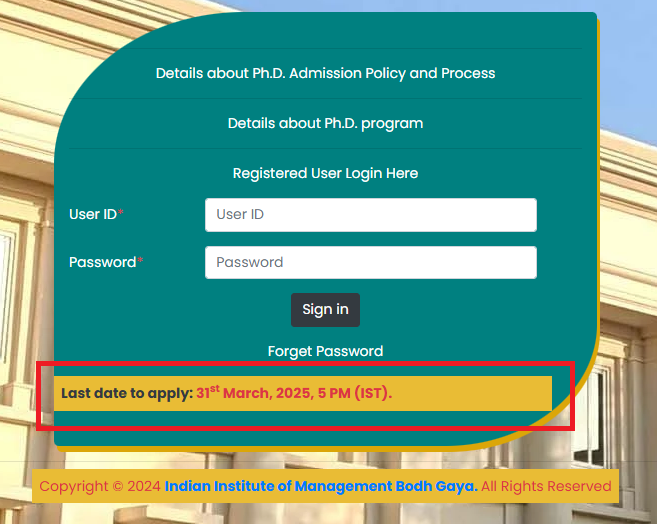 IIM Bodh Gaya PhD Admission 2025