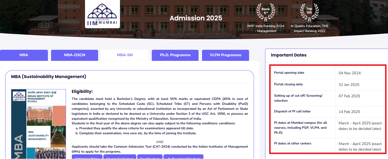 IIM Mumbai Invites Application for Admission 2025; Check Schedule ...