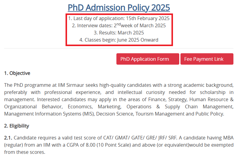 IIM Sirmaur PhD and PhD Executive Admission 2025