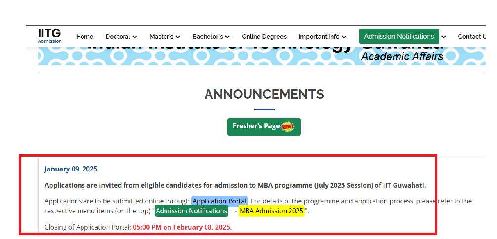 IITG MBA Admissions 2025