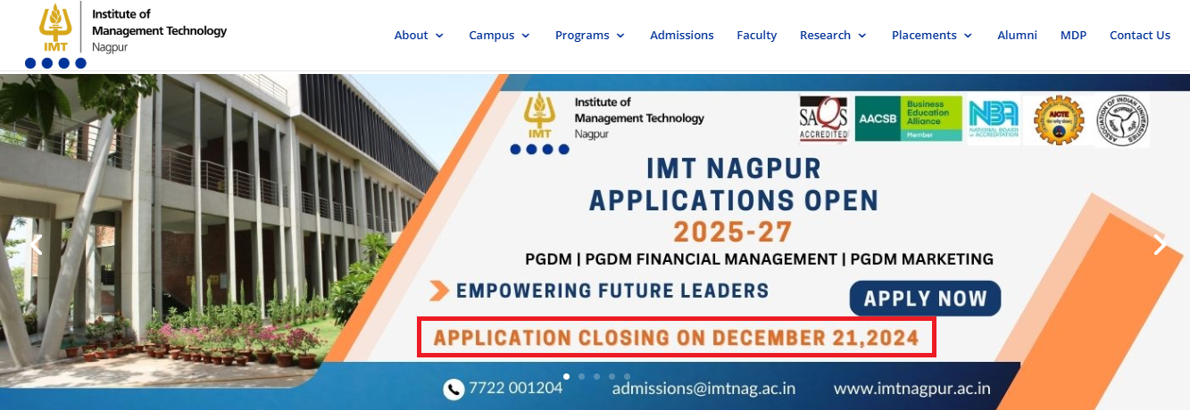 IMT Nagpur PGDM Admission 2025