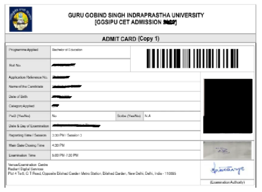 IPU CET Admit Card