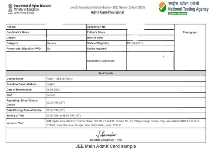 JEE Main Admit Card