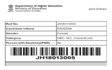 JEE Main admit card QR