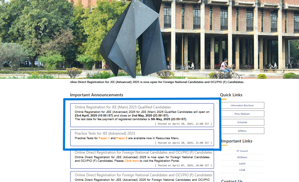 JEE Advanced Registration