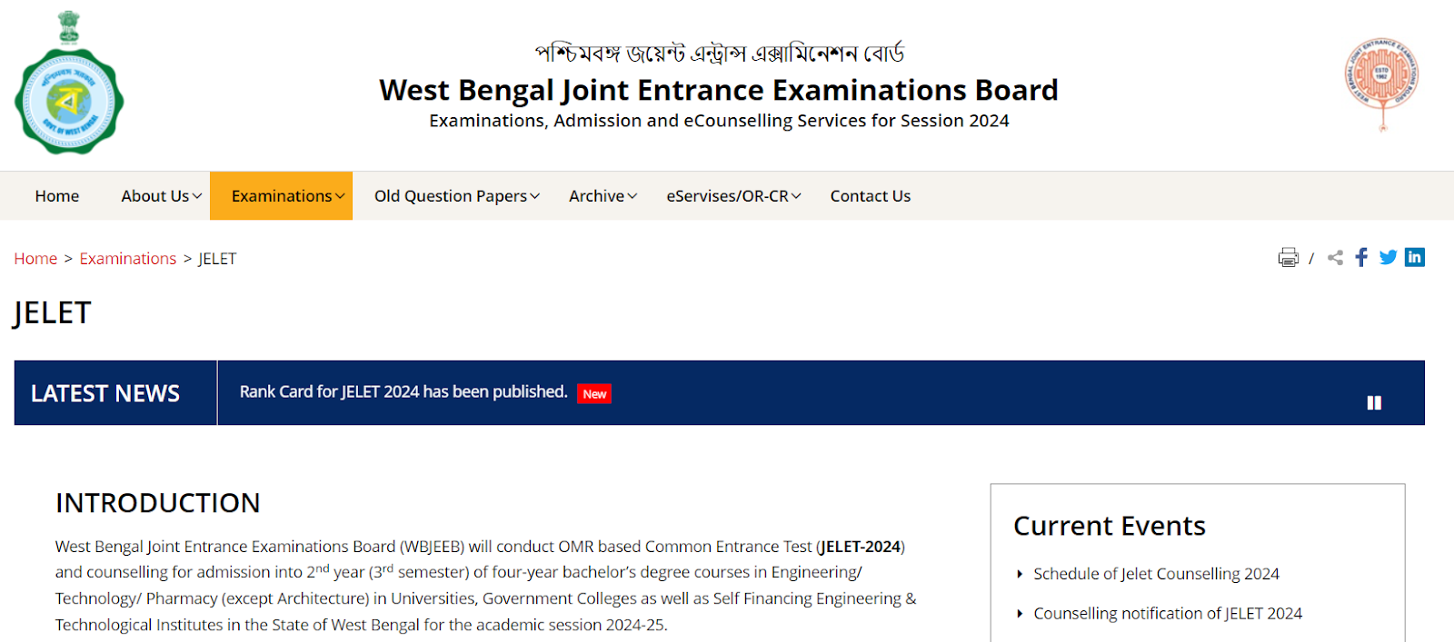 WBJEE JELET Counselling Registration Notice