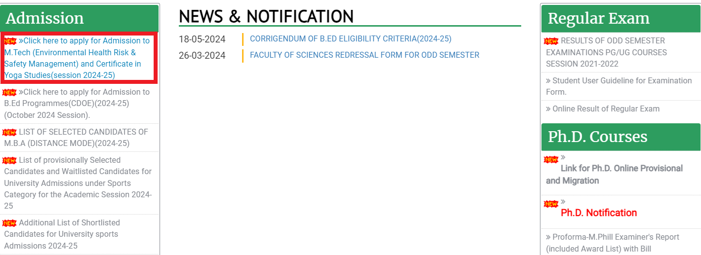 JMI Admission to M. Tech in Environmental Health Risk