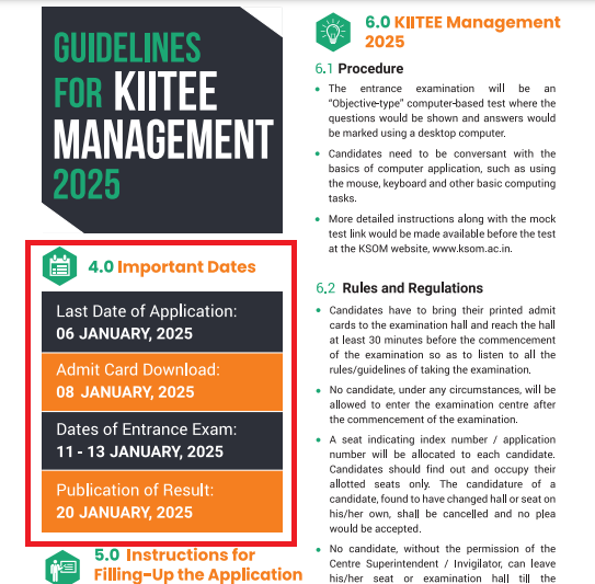 KIITEE Management 2025 Exam Schedule Out