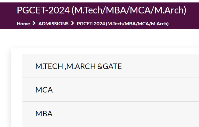 Karnataka PGCET Result