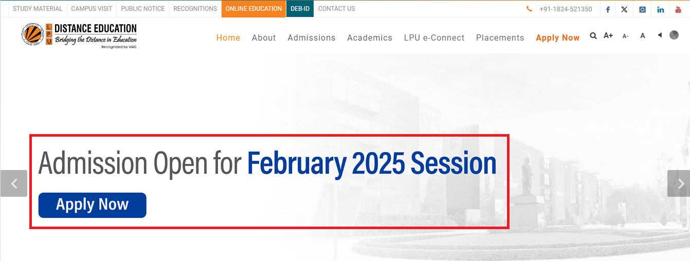 LPUDE Admission 2025 Open