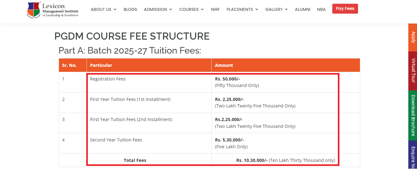 Lexicon MILE Releases PGDM Fee Structure 2025-27