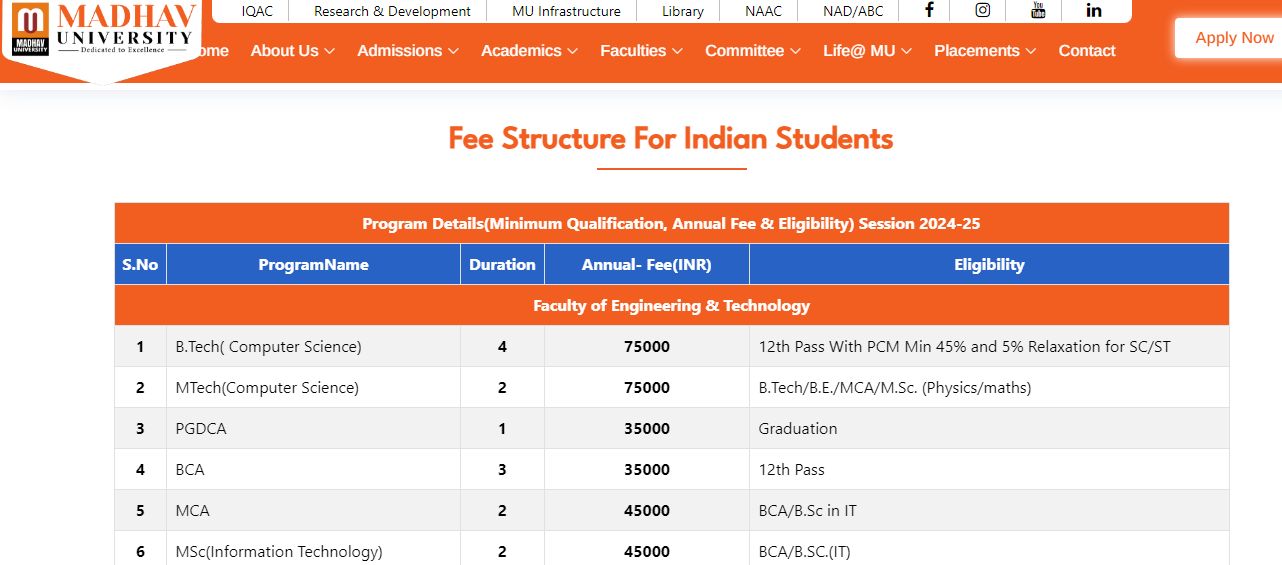 Fee Structure