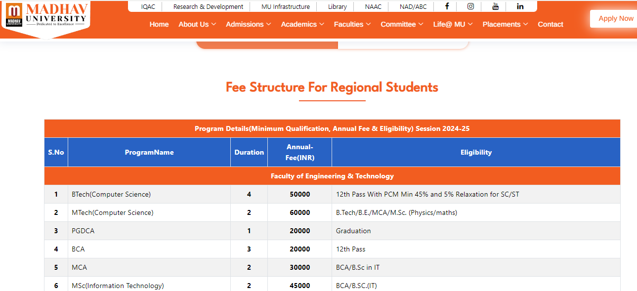 Fee Structure