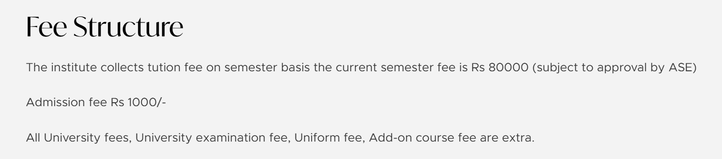 Fees As Per official Website