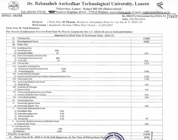 Fee Structure