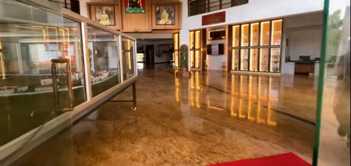 Inside the campus building