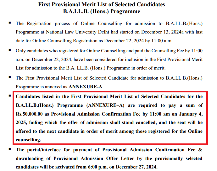 NLU Delhi Releases AILET 2025 First Merit List For BA LLB and LLM