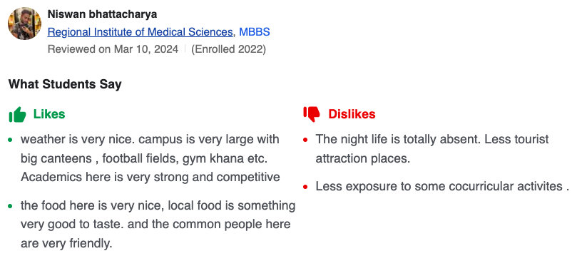 RIMS Imphal Student Review