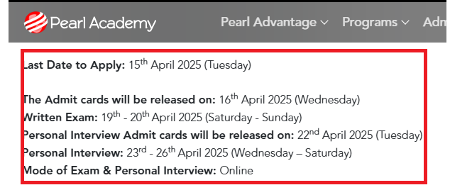 Pearl Academy Admissions 2025