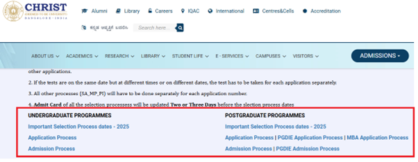 Christ University Admission 2025