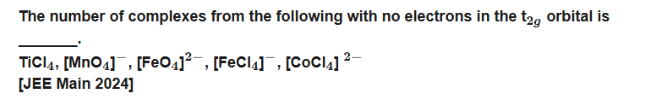 Q12. JEE MAIN Transitions Elements and Coordination Chemistry