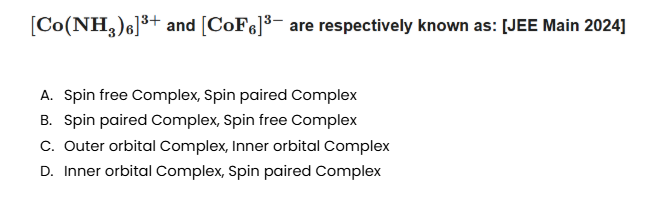 Q4. JEE MAIN Transition Elements and Coordination Chemistry