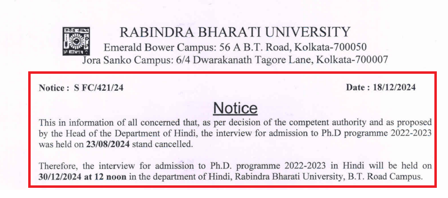 RBU PhD Interviews 2024