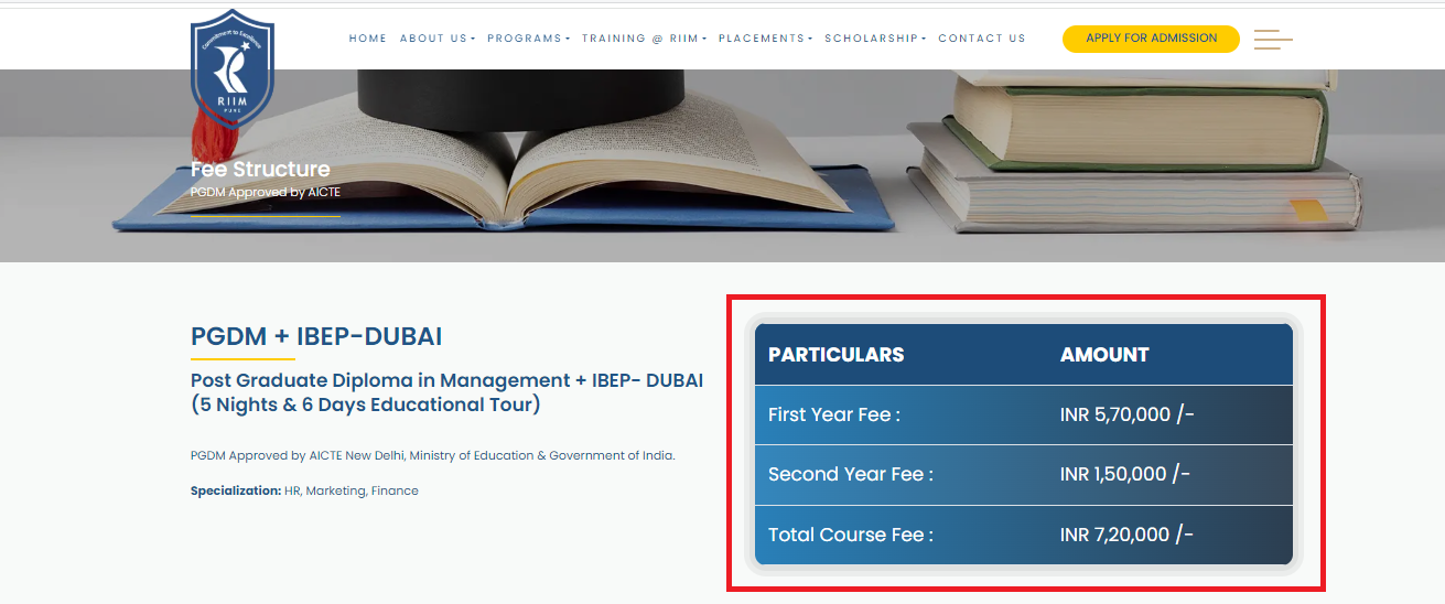 RIIM Pune Releases PGDM Fee Structure 2025