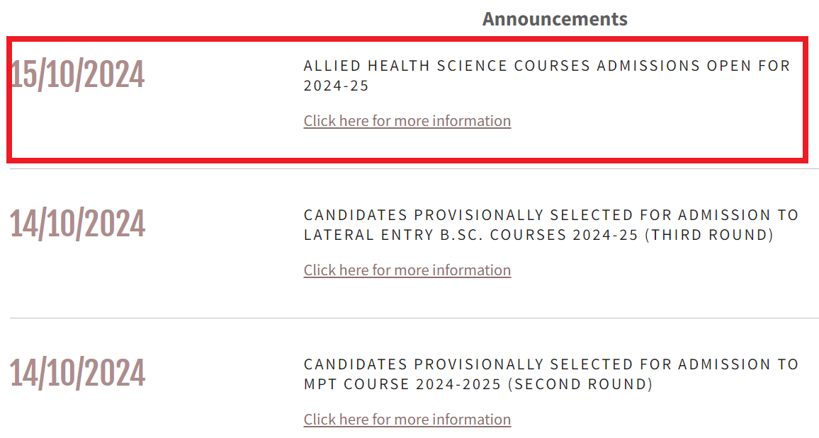 ST. John’s Medical College Admission to Allied Health Science Courses