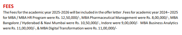 NMIMS MBA Fee Structure