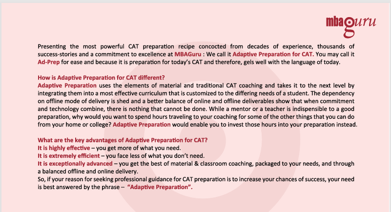 MBAGuru Course Highlights